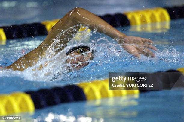 The Venezuelan Erwin Maldonado competes 29 November 2002 in the 1500 meter freestyle swimming competition of the XIX Central American and Caribbean...