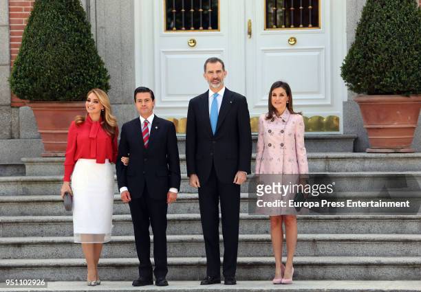 King Felipe of Spain and Queen Letizia of Spain offer a lunch to Mexican President Enrique Pena Nieto and his wife Angelica Rivera at Zarzuela Palace...