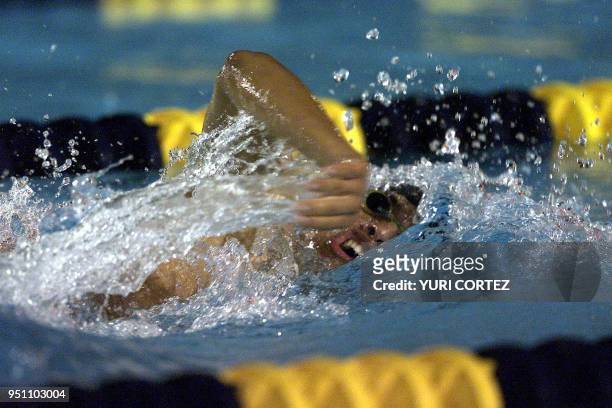 The Venezuelan Erwin Maldonado 29 November 2002 competes in the 1500 meters freestyle swimming event of the XIX Central American and Caribbean Games...