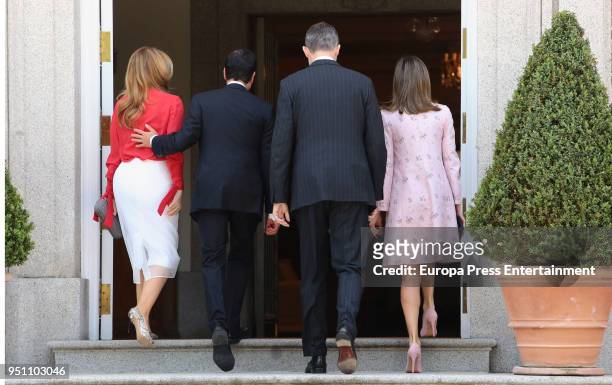 King Felipe of Spain and Queen Letizia of Spain offer a lunch to Mexican President Enrique Pena Nieto and his wife Angelica Rivera at Zarzuela Palace...