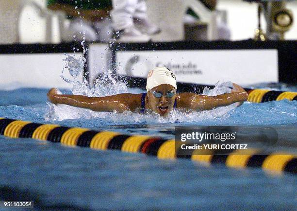 The Mexican Paola Espana competes 29 November 2002 in the 200 meter butterfly swimming competition of the XIX Central American and Caribbean Games El...