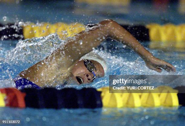 The Mexican Claudia Farias competes, 28 November 2002, in the 800 meter freestyle swimming competition of the XIX Central American and Caribbean...
