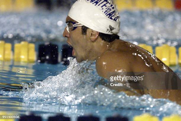The Guatemalan Alvaro Fortuny competes, 27 November 2002, in the 2002 meter butterfly stroke, in the XIX Central American and Caribbean Games El...