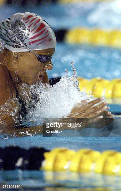 The Mexican swimmer Adriana Marmolejo competes 28 November 2002,in the 200 meter race, in the XIX Central American and Caribbean Games El Salvador...