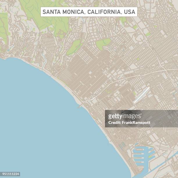 聖莫尼卡加利福尼阿美國城市街道地圖 - santa monica 幅插畫檔、美工圖案、卡��通及圖標