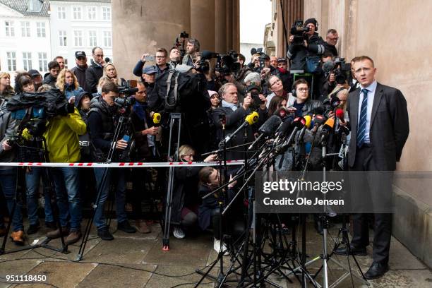 Special prosecutor Jakob Buch-Jepsen holds a press briefing after pronouncement of sentence in the case against submarine owner Peter Madsen for the...