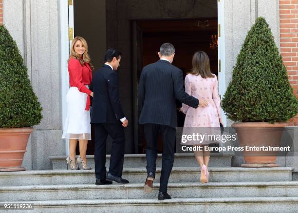 King Felipe of Spain and Queen Letizia of Spain offer a lunch to Mexican President Enrique Pena Nieto and his wife Angelica Rivera at Zarzuela Palace...