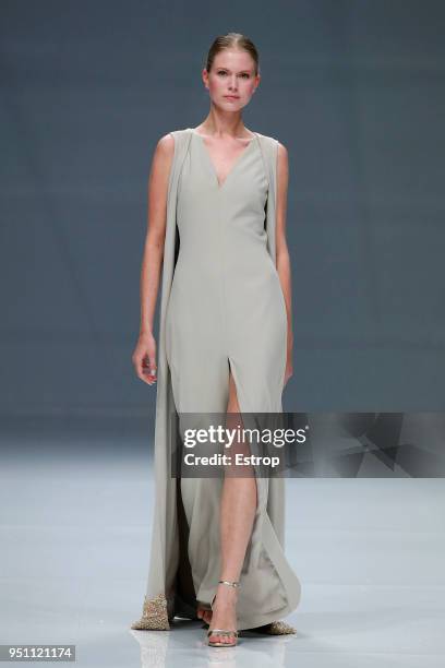 Model walks the runway during the Cristina Tamborero show as part of the Barcelona Bridal Week 2018 on April 24, 2018 in Barcelona, Spain.
