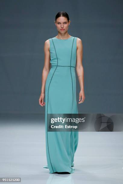 Model walks the runway during the Cristina Tamborero show as part of the Barcelona Bridal Week 2018 on April 24, 2018 in Barcelona, Spain.