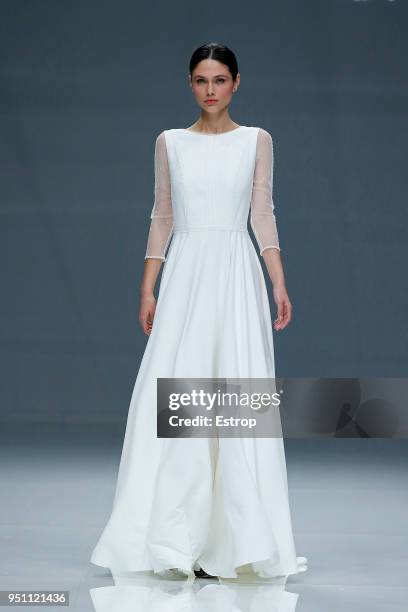 Model walks the runway during the Cristina Tamborero show as part of the Barcelona Bridal Week 2018 on April 24, 2018 in Barcelona, Spain.