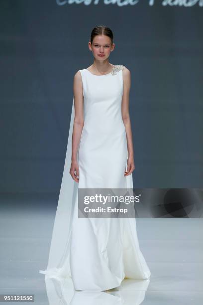 Model walks the runway during the Cristina Tamborero show as part of the Barcelona Bridal Week 2018 on April 24, 2018 in Barcelona, Spain.