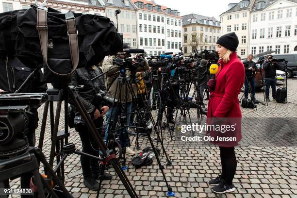 Large turnout of national and international media wait for the pronouncement of sentence in the case against submarine owner Peter Madsen for...