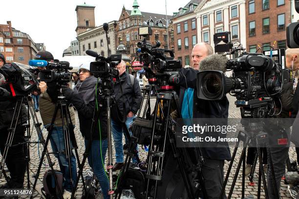 Large turnout of national and international media wait for the pronouncement of sentence in the case against submarine owner Peter Madsen for...