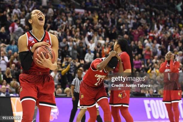 Asia Durr of the Louisville Cardinals reacts after a missed shot to win the semifinal game of the 2018 NCAA Photos via Getty Images Division I...