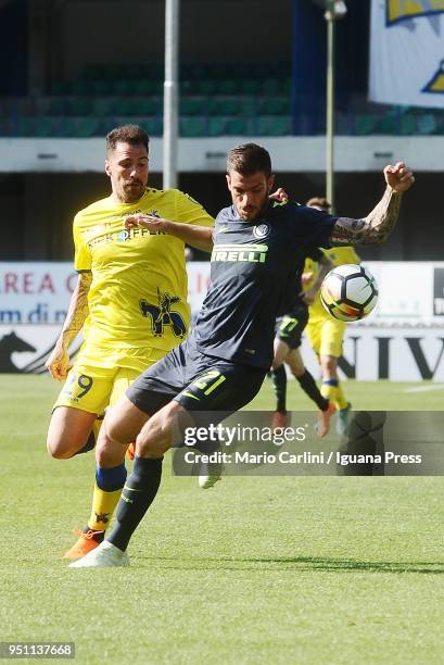 Davide Santon of Internazionale FC in action during the serie A match between AC Chievo Verona and FC Internazionale at Stadio Marc'Antonio Bentegodi...