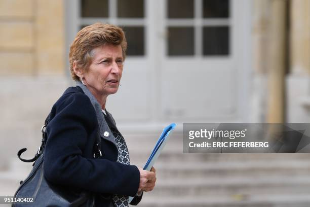 The Prefect of the Pays de la Loire region Nicole Klein arrives at the Hotel de Matignon on April 25, 2018 in Paris, for a meeting with French Prime...