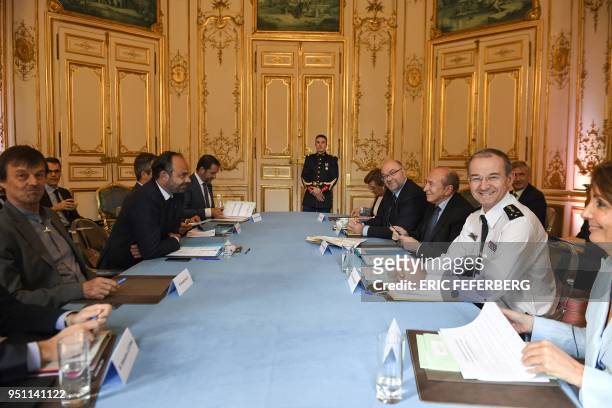 French Minister for the Ecological and Inclusive Transition Nicolas Hulot , French Prime Minister Edouard Philippe , French Interior Minister Gerard...