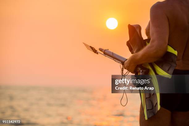 underwater hunter - harpoon stock pictures, royalty-free photos & images