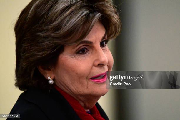 Attorney Gloria Allred talks outside courtroom A waiting for the Bill Cosby sexual assault trial to begin at the Montgomery County Courthouse, on...