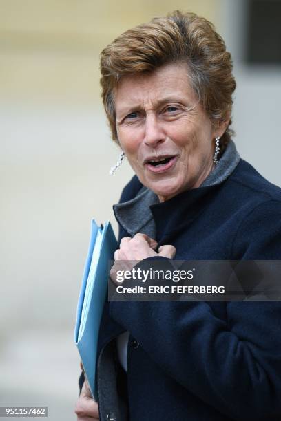 The Prefect of the Pays de la Loire region Nicole Klein leaves the Hotel de Matignon on April 25, 2018 in Paris, after a meeting with French Prime...