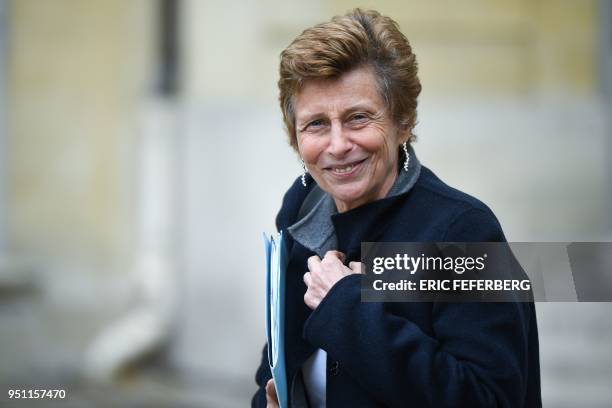 The Prefect of the Pays de la Loire region Nicole Klein leaves the Hotel de Matignon on April 25, 2018 in Paris, after a meeting with French Prime...