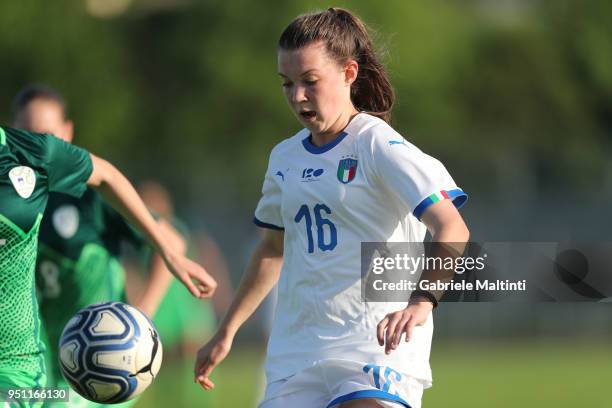 Anna Catelli of Italy U16 in action during the Torneo Delle Nazioni match between Italy Women U16 andSlovenia Women U16 on April 25, 2018 in Gradisca...