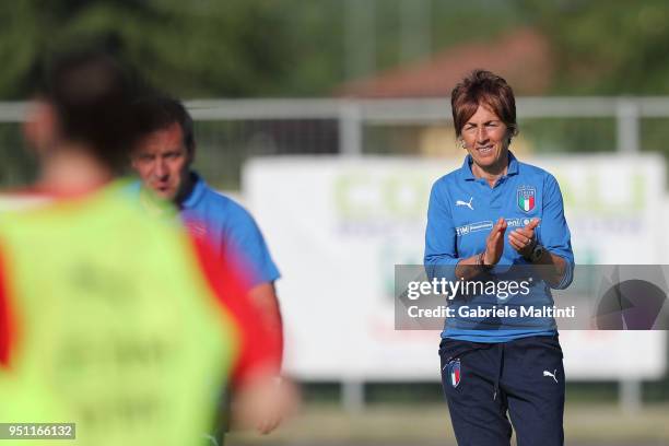 Nazzarena Grilli manager of Italy U16 gestures during the Torneo Delle Nazioni match between Italy Women U16 andSlovenia Women U16 on April 25, 2018...