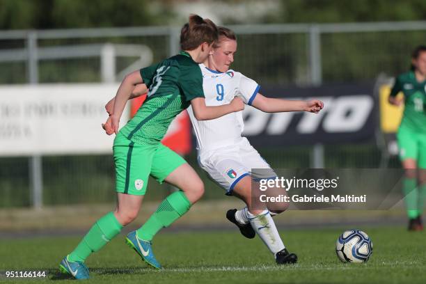 Giorgia Marchiori of Italy U16 in action during the Torneo Delle Nazioni match between Italy Women U16 andSlovenia Women U16 on April 25, 2018 in...