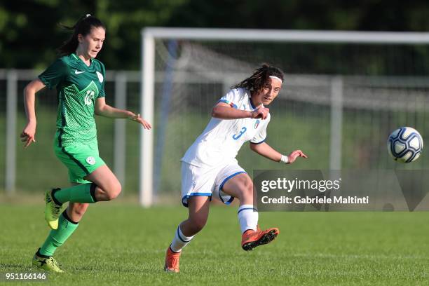 Alice Rossi of Italy U16 in action during the Torneo Delle Nazioni match between Italy Women U16 andSlovenia Women U16 on April 25, 2018 in Gradisca...