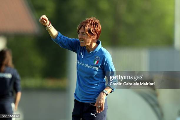Nazzarena Grilli manager of Italy U16 gestures during the Torneo Delle Nazioni match between Italy Women U16 andSlovenia Women U16 on April 25, 2018...