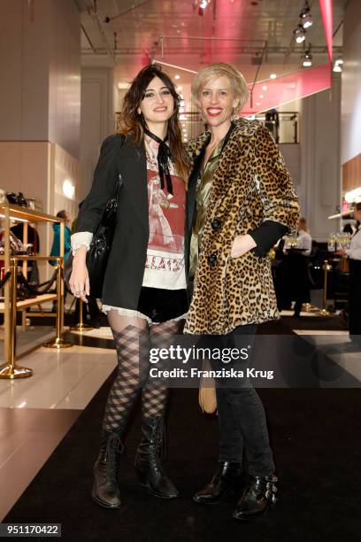 Jasmine Golestaneh and Katja Eichinger during the 'Jeongmoon Choi & KaDeWe are making a wave' store event at KaDeWe on April 25, 2018 in Berlin,...