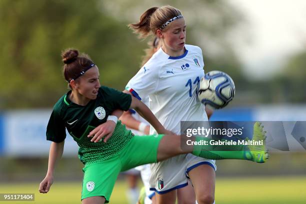 Alexsandra Stockner of Italy U16 in action during the Torneo Delle Nazioni match between Italy Women U16 andSlovenia Women U16 on April 25, 2018 in...