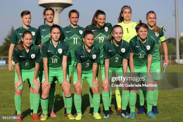 Slovenia women u16 poses during the Torneo Delle Nazioni match between Italy Women U16 andSlovenia Women U16 on April 25, 2018 in Gradisca d'Isonzo,...