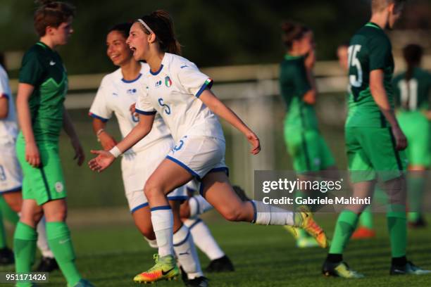Emma Severini of Italy U16 in action during the Torneo Delle Nazioni match between Italy Women U16 andSlovenia Women U16 on April 25, 2018 in...
