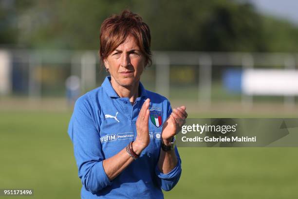 Nazzarena Grilli manager of Italy U16 looks on during the Torneo Delle Nazioni match between Italy Women U16 andSlovenia Women U16 on April 25, 2018...