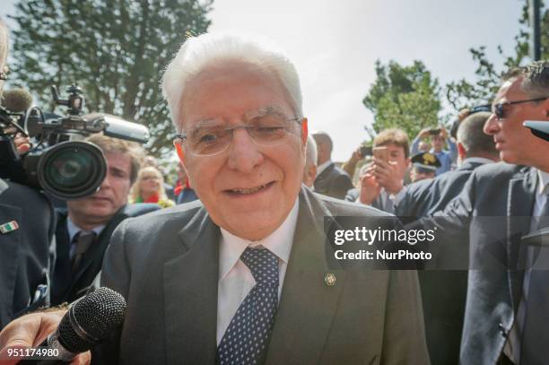 In the Liberation Day, the President Sergio Mattarella celebrates the recurrence in the shrine of partisans Maiella Brigade. In the picture Sergio...