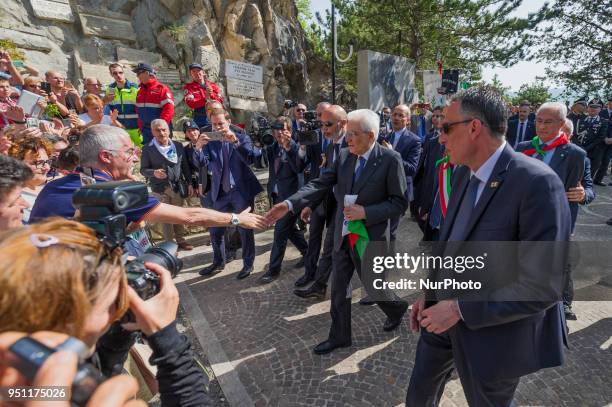 In the Liberation Day, the President Sergio Mattarella celebrates the recurrence in the shrine of partisans Maiella Brigade. In the picture Sergio...