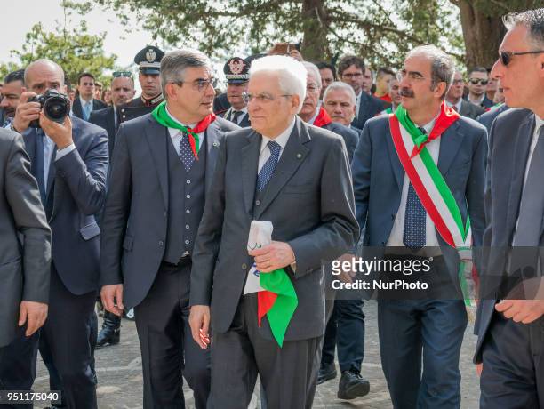 In the Liberation Day, the President Sergio Mattarella celebrates the recurrence in the shrine of partisans Maiella Brigade. In the picture Sergio...