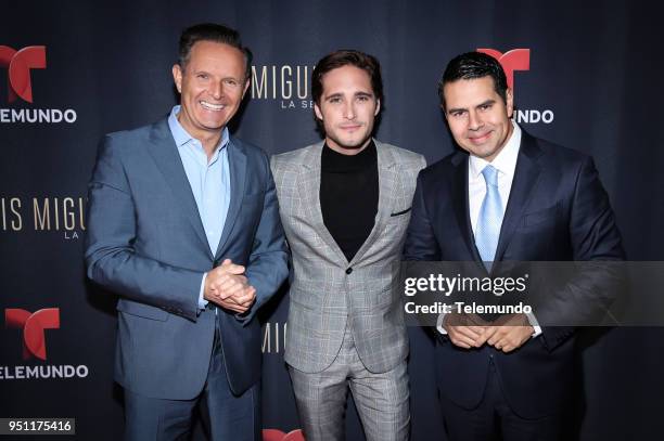 Premiere Party -- Pictured: Mark Burnett, Executive Producer, Luis Miguel La Serie; Diego Boneta; Cesar Conde, Chairman, NBCUniversal International...