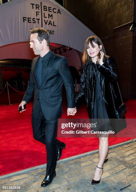 Actors Alessandro Nivola and Emily Mortimer leaving the 'Disobedience' premiere during the 2018 Tribeca Film Festival at BMCC Tribeca PAC on April...