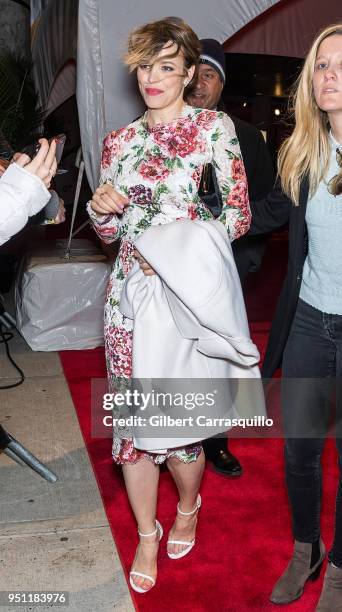 Actress Rachel McAdams leaving the 'Disobedience' premiere during the 2018 Tribeca Film Festival at BMCC Tribeca PAC on April 24, 2018 in New York...