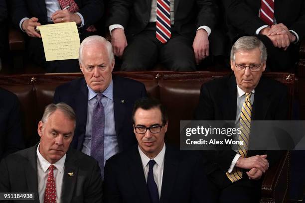 Secretary of Interior Ryan Zinke, U.S. Senate Majority Whip Sen. John Cornyn , U.S. Secretary of the Treasury Steven Mnuchin and U.S. Senate Majority...