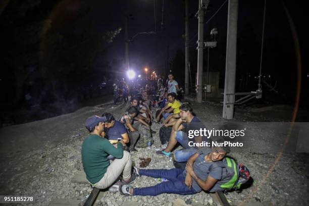 Refugees staying the night in Idomeni, Greece. The borderline between Greece-FYROM . Refugees from Syria, Iraq, Afghanistan and the wider Middle East...