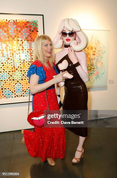 Meredith Ostrom and Pandemonia attend a private view of 'Art On The Mind', a one-night only exhibition in support of Cardboard Citizens to launch the...