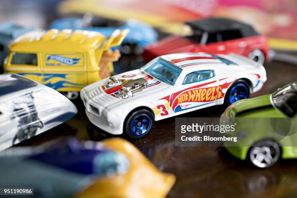 Mattel Inc. Hot Wheels brand matchbox cars are arranged for a photograph in Tiskilwa, Illinois, U.S., on Monday, April 16, 2018. Mattel Inc. Is...