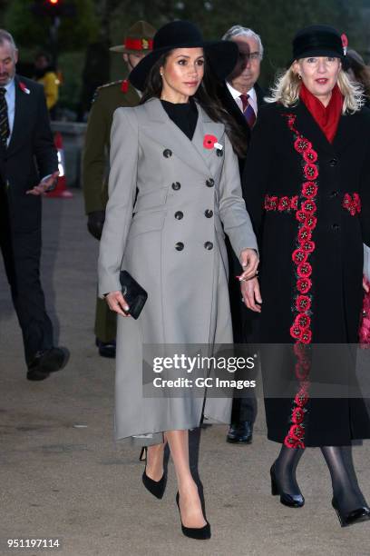 Meghan Markle attends an Anzac Day dawn service at Hyde Park Corner on April 25, 2018 in London, England.