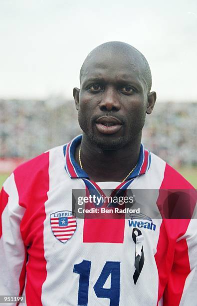 Portrait of George Weah of Liberia before the World Cup 2002 Group B Second Round Qualifying match against Nigeria played at Port Harcourt, in...