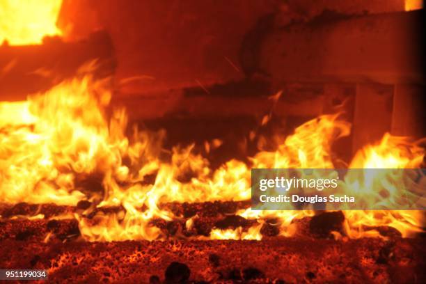 solid waste in the furnace - inferno stock pictures, royalty-free photos & images