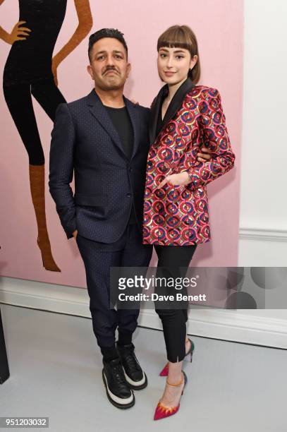Osman Yousefzada and Ellise Chappell attend the House Of Osman launch party supported by Peroni Ambra on April 25, 2018 in London, England.