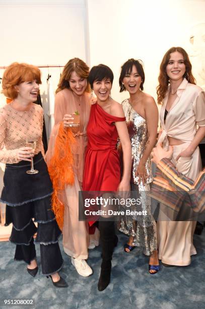Edwina Preston, Martine Lervik, Eliza Cummings, Betty Bachz and Frankie Herbert attend the House Of Osman launch party supported by Peroni Ambra on...